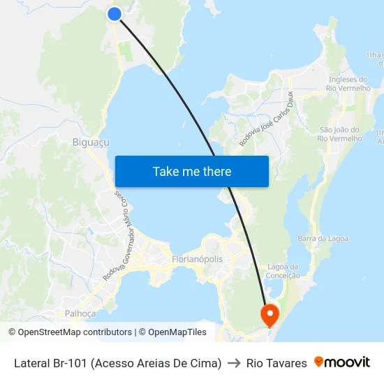 Lateral Br-101 (Acesso Areias De Cima) to Rio Tavares map