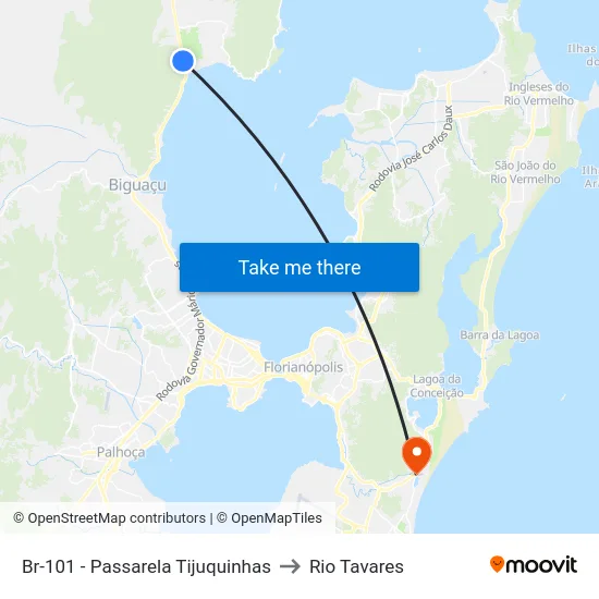 Br-101 - Passarela Tijuquinhas to Rio Tavares map