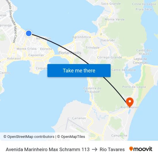 Avenida Marinheiro Max Schramm 113 to Rio Tavares map
