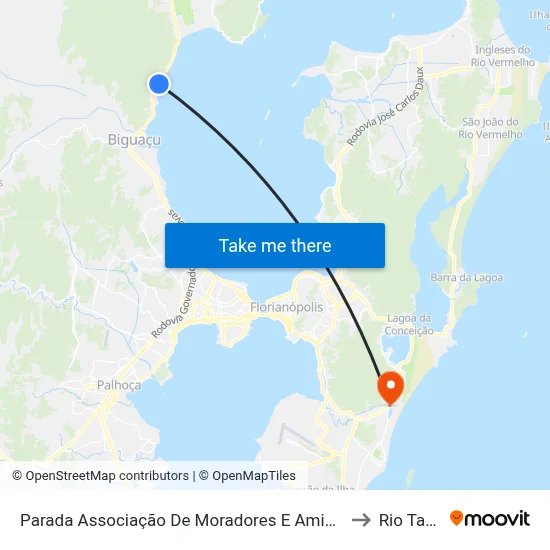 Parada Associação De Moradores E Amigos De São Miguel to Rio Tavares map