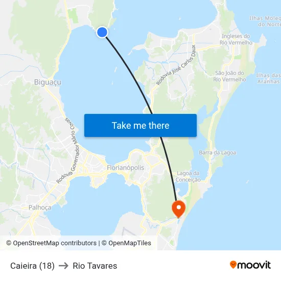 Caieira (18) to Rio Tavares map