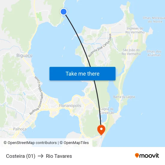 Costeira (01) to Rio Tavares map