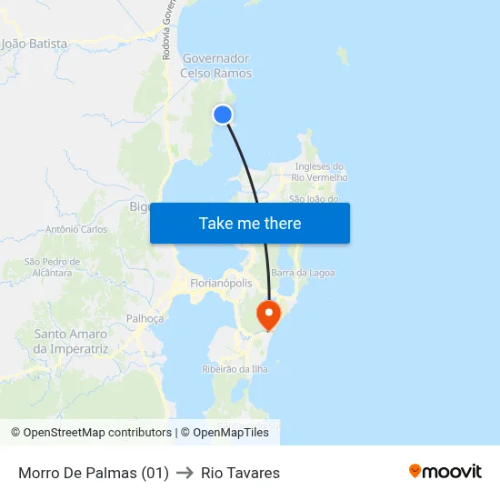 Morro De Palmas (01) to Rio Tavares map