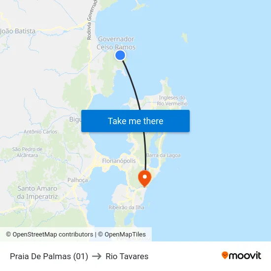 Praia De Palmas (01) to Rio Tavares map