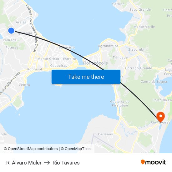 R. Álvaro Müler to Rio Tavares map