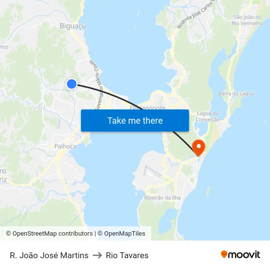 R. João José Martins to Rio Tavares map