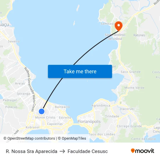 R. Nossa Sra Aparecida to Faculdade Cesusc map