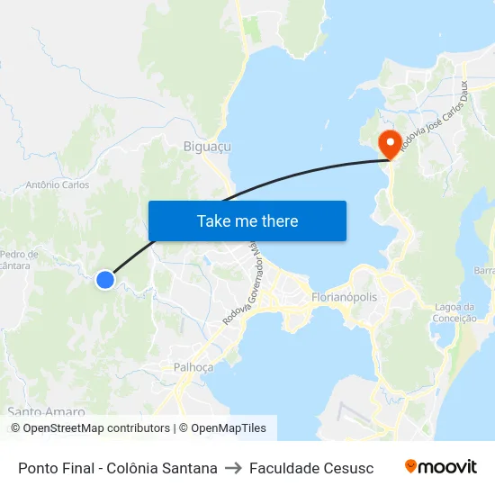 Ponto Final - Colônia Santana to Faculdade Cesusc map