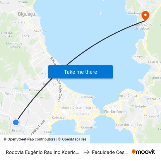 Rodovia Eugênio Raulino Koerich,250 to Faculdade Cesusc map