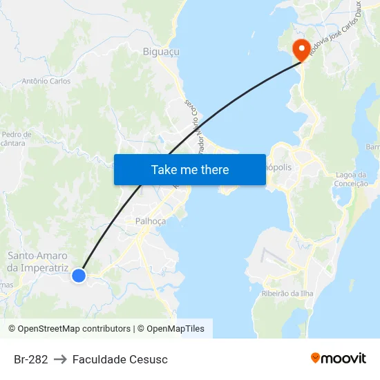 Br-282 to Faculdade Cesusc map