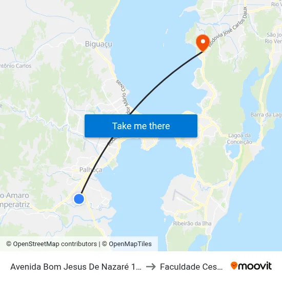 Avenida Bom Jesus De Nazaré 1460 to Faculdade Cesusc map