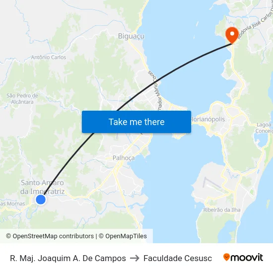 R. Maj. Joaquim A. De Campos to Faculdade Cesusc map