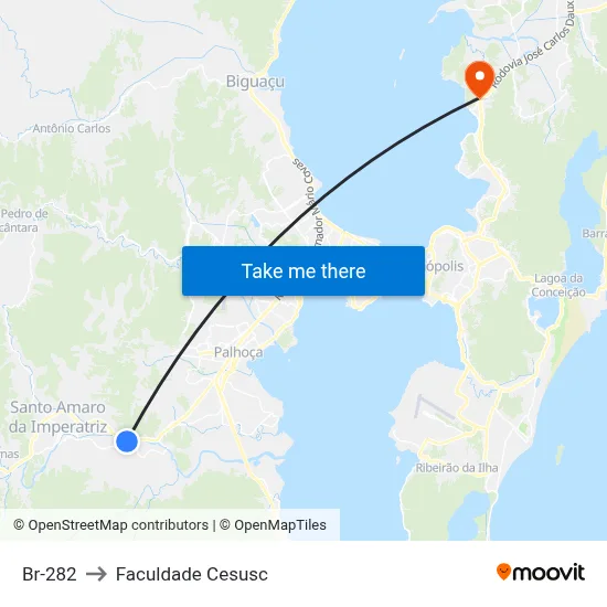 Br-282 to Faculdade Cesusc map