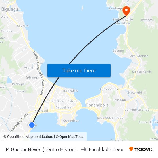 R. Gaspar Neves (Centro Histórico) to Faculdade Cesusc map