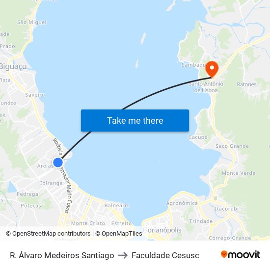 R. Álvaro Medeiros Santiago to Faculdade Cesusc map