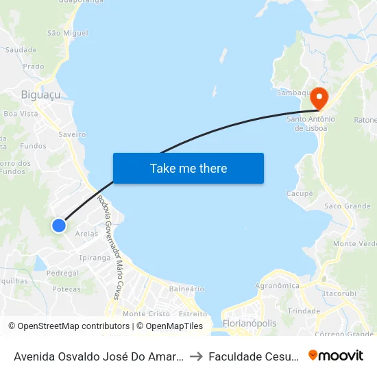 Avenida Osvaldo José Do Amaral to Faculdade Cesusc map