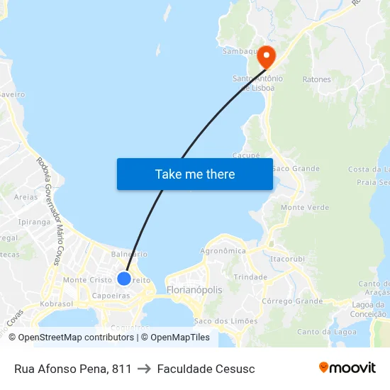 Rua Afonso Pena, 811 to Faculdade Cesusc map