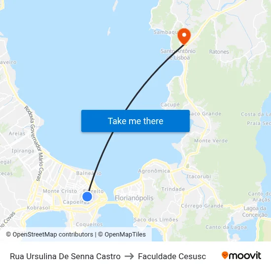 Rua Ursulina De Senna Castro to Faculdade Cesusc map