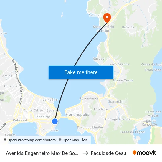 Avenida Engenheiro Max De Souza to Faculdade Cesusc map