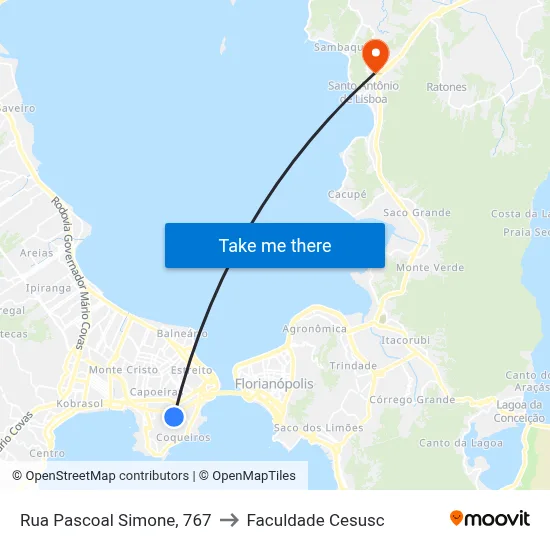 Rua Pascoal Simone, 767 to Faculdade Cesusc map
