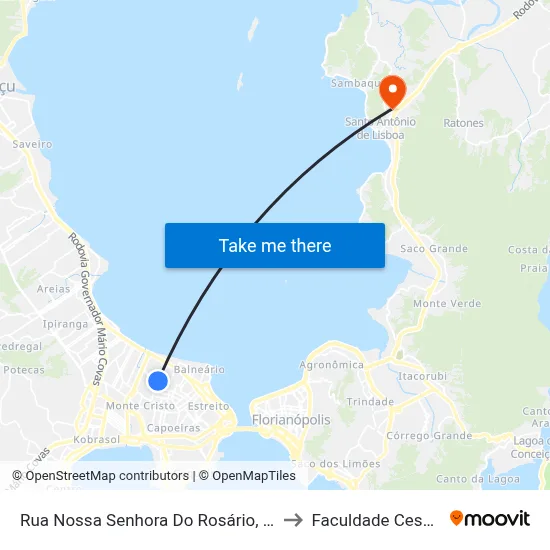 Rua Nossa Senhora Do Rosário, 673 to Faculdade Cesusc map