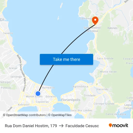 Rua Dom Daniel Hostim, 179 to Faculdade Cesusc map