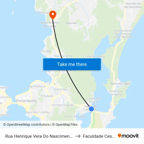 Rua Henrique Vera Do Nascimento, 82 to Faculdade Cesusc map