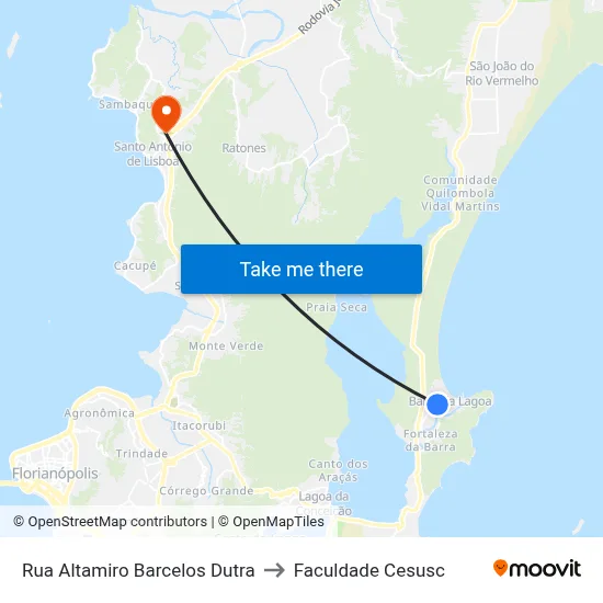 Rua Altamiro Barcelos Dutra to Faculdade Cesusc map