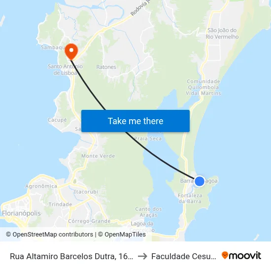 Rua Altamiro Barcelos Dutra, 1601 to Faculdade Cesusc map