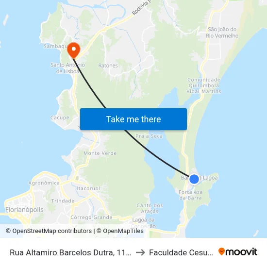 Rua Altamiro Barcelos Dutra, 1180 to Faculdade Cesusc map