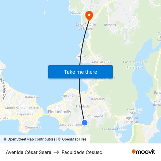 Avenida César Seara to Faculdade Cesusc map