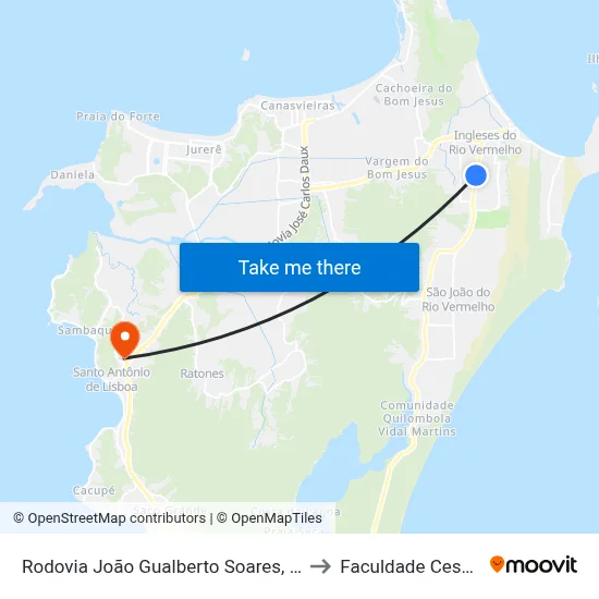 Rodovia João Gualberto Soares, 260 to Faculdade Cesusc map