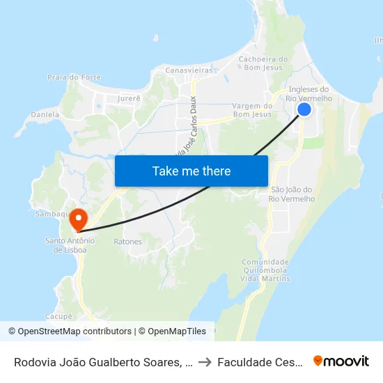 Rodovia João Gualberto Soares, 789 to Faculdade Cesusc map