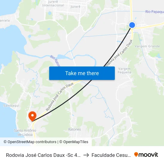 Rodovia José Carlos Daux -Sc 401 to Faculdade Cesusc map