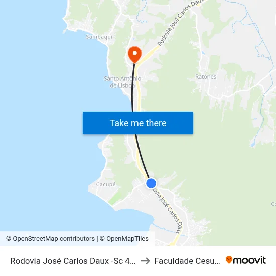 Rodovia José Carlos Daux -Sc 401 to Faculdade Cesusc map