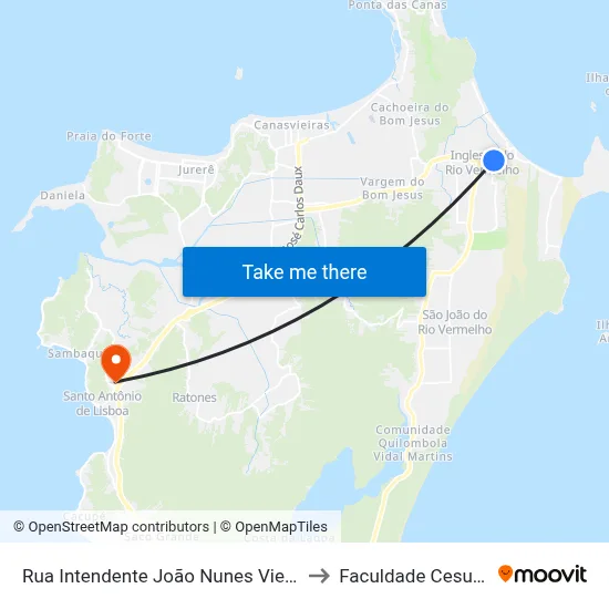 Rua Intendente João Nunes Vieira to Faculdade Cesusc map