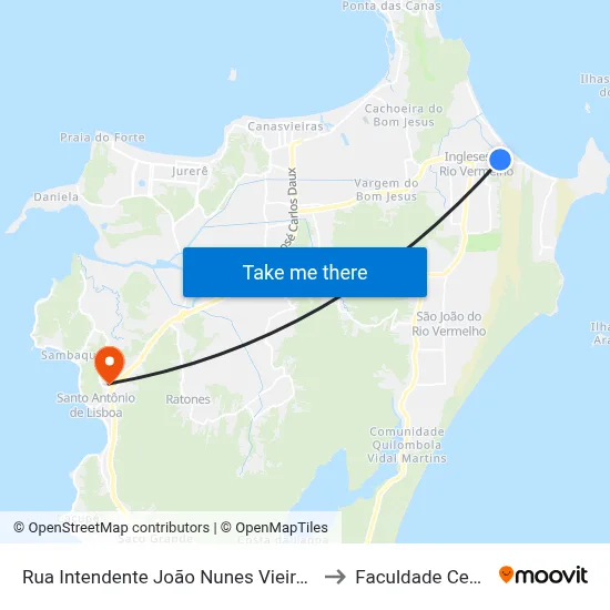 Rua Intendente João Nunes Vieira, 1683 to Faculdade Cesusc map