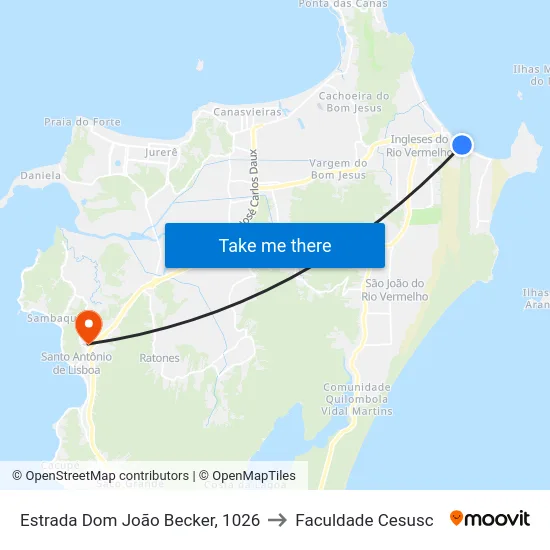 Estrada Dom João Becker, 1026 to Faculdade Cesusc map