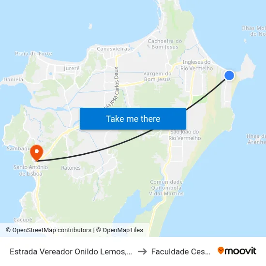 Estrada Vereador Onildo Lemos, 342 to Faculdade Cesusc map