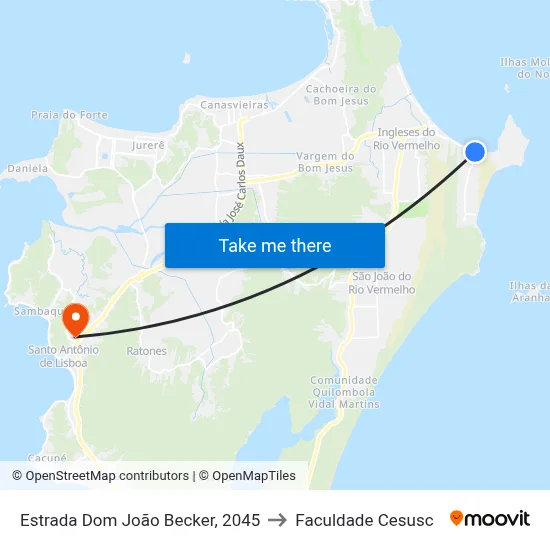 Estrada Dom João Becker, 2045 to Faculdade Cesusc map
