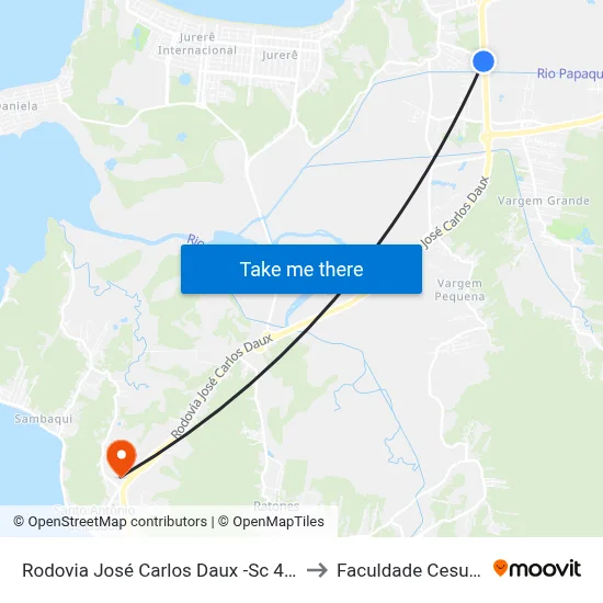 Rodovia José Carlos Daux -Sc 401 to Faculdade Cesusc map