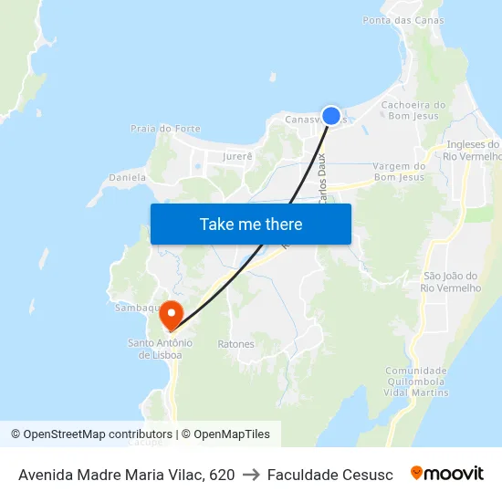 Avenida Madre Maria Vilac, 620 to Faculdade Cesusc map