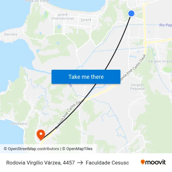 Rodovia Virgílio Várzea, 4457 to Faculdade Cesusc map