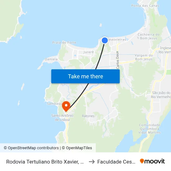 Rodovia Tertuliano Brito Xavier, 1789 to Faculdade Cesusc map