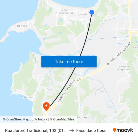 Rua Jurerê Tradicional, 103 (014) to Faculdade Cesusc map