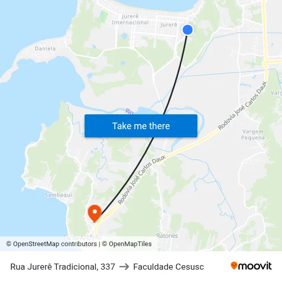 Rua Jurerê Tradicional, 337 to Faculdade Cesusc map