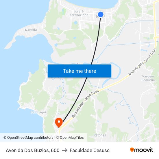 Avenida Dos Búzios, 600 to Faculdade Cesusc map