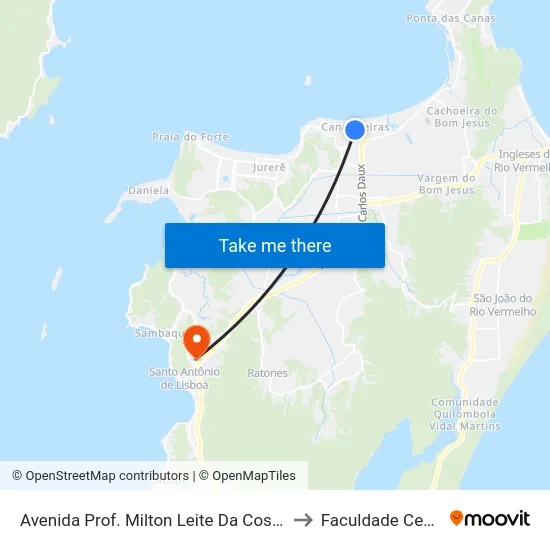 Avenida Prof. Milton Leite Da Costa, 499 to Faculdade Cesusc map