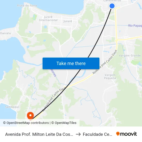 Avenida Prof. Milton Leite Da Costa, 263 to Faculdade Cesusc map