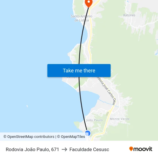 Rodovia João Paulo, 671 to Faculdade Cesusc map
